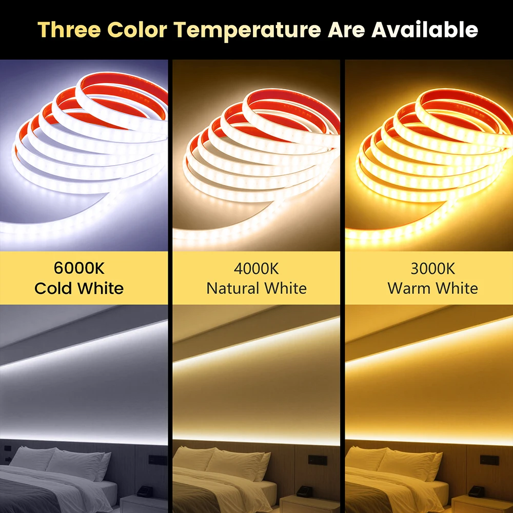 IP68 Waterproof 12V 24V Double Row LED Strip Light 3000K 4000K 6000K Bright 240Led Flexible Adhesive Tape for Kitchen Room Decor