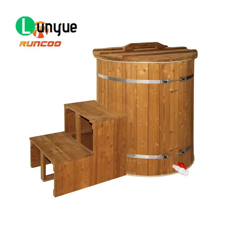Wooden Outdoor Ice Bath Tub Double Wall Stainless Steel Cold Plunge Pool for Sports Recovery Muscle Relief Durable Large Size