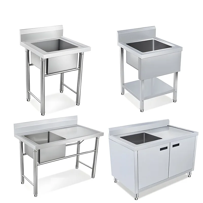 Factory 201/304 Stainless Steel Kitchen Sink Multifunctional Single Bowl with Hotel Restaurant Faucet