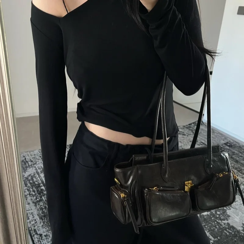 2025 Spring Hot Selling Maillard Style Retro Style Small Bag Spicy Girl Y2K Wasteland Style Vintage Leather Shoulder Armpit Bags