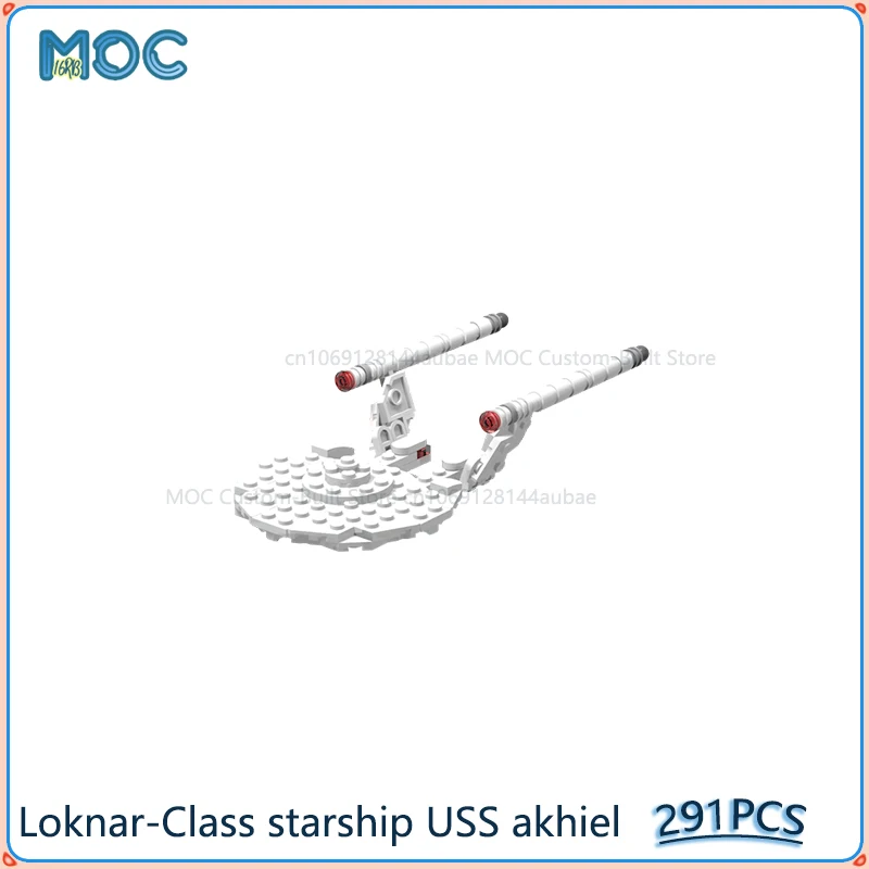 Loknar-Class Starship USS Akhiel Model MOC Building Blocks Bricks DIY Assemble Space Creative Display Toys Xmas Gifts 291PCS