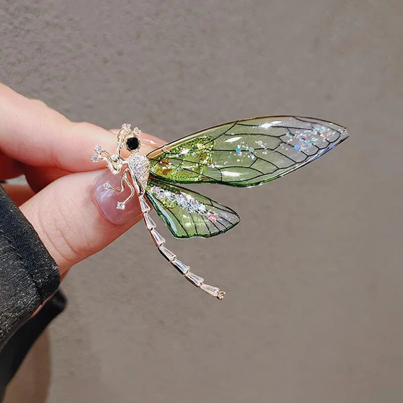 Green Violet 2 Color Niche Design Senior Sense Dragonfly Brooch Light Luxury Suit Pin Personality Fashion Corsage Accessories