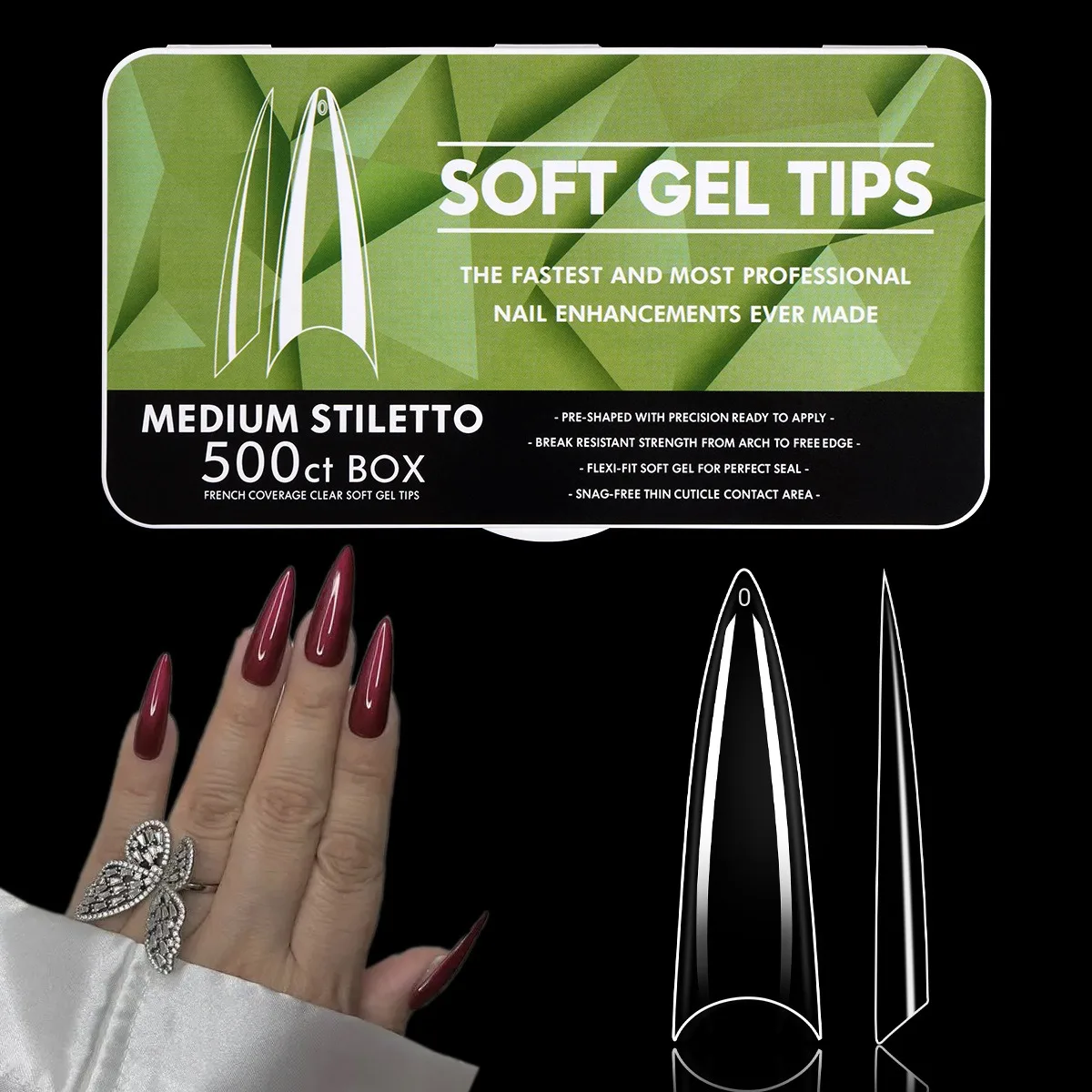 550 Stück Sargförmige Mandel-Soft-Gel-Nagelspitzen, künstliche halbe Abdeckung zum Aufdrücken, Acrylnägel in 11 Größen, künstliche Nägel, DIY-Maniküre-Verlängerungswerkzeuge – Detail 22