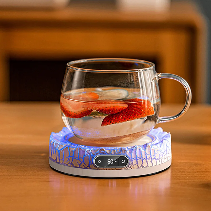Podgrzewacz do kubków 60W Podgrzewacz do kawy Elektryczna płyta grzejna Podgrzewacz w kształcie lawy Podkładka grzewcza do mleka i kawy z kolorowymi światłami 110V-220V