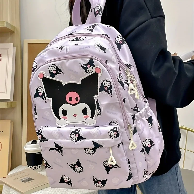 Plecak studencki Hello Kitty Sanrio o dużej pojemności, nylonowy tornister Kuromi Melody Cinnamoroll Cartoon Anime, uroczy plecak