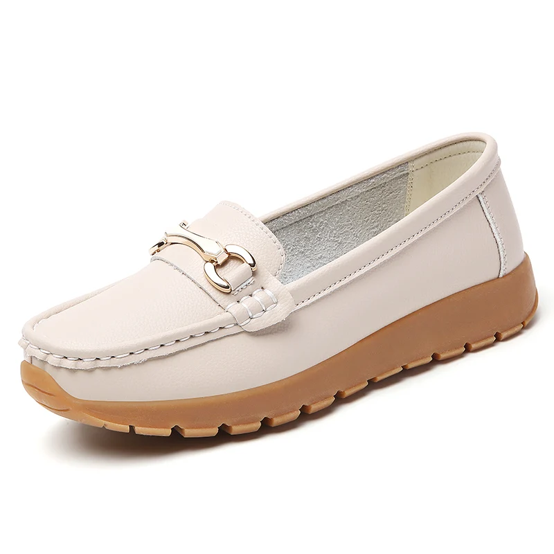 

Women's large-sized genuine leather casual flat shoes 36-44, anti-slip spring and summer mother sandals and leather shoes