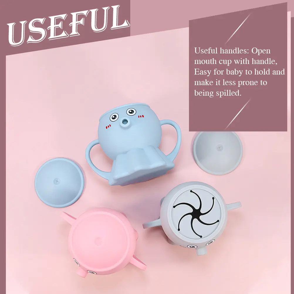 

Toddler Silicone Drinking Cup with Two Handles Food Grade Safe Smooth Edge Design Ergonomic Shape Spill Proof Baby Snack Cup