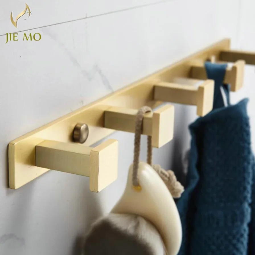 Brass Clothes Hook Bathroom Hardware Robe Hooks Hat Bag Door Hook 5 hooks towel ring towel bar