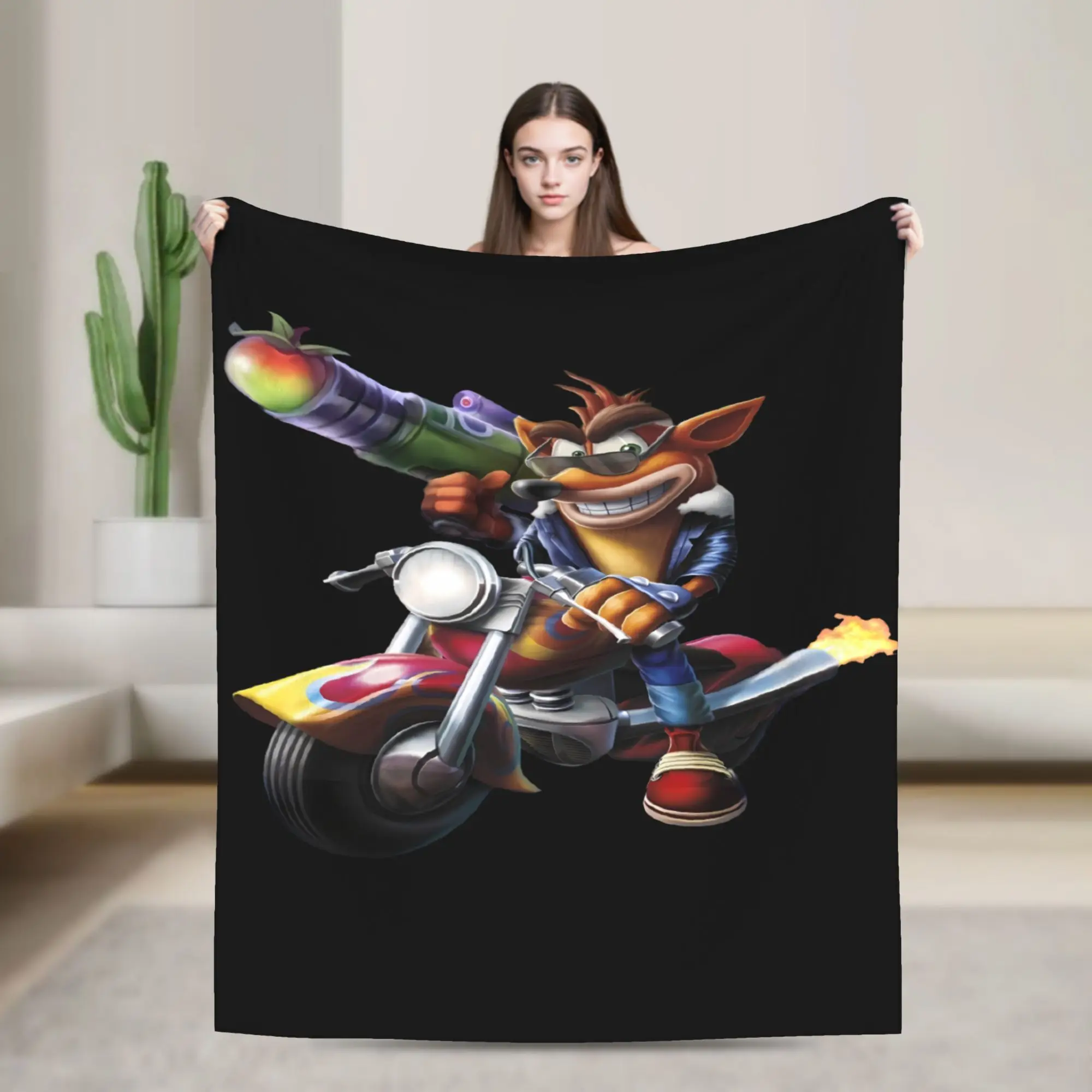 Soft BlanketsBoy Girl Airplane Travel Crash Bandicoot Bike Ride Throw Blanket For Couch Chair Sofa Bed Fluffy Sofa Bed Cover