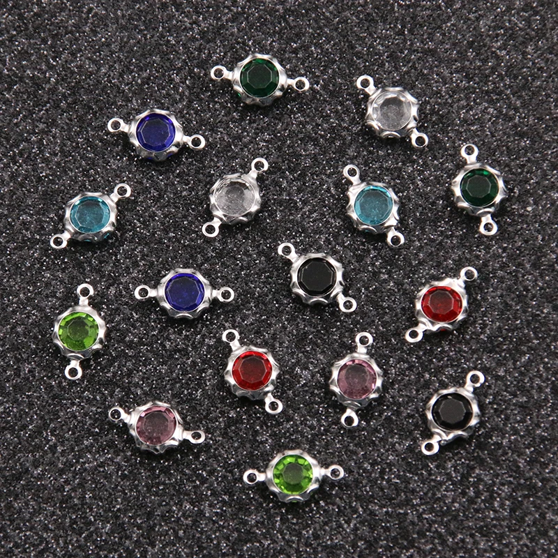 10Pcs 7X12mm 8 Color Stainless Steel Round Flower Charms Connector DIY Bracelet Necklace For Jewelry Making Accessories