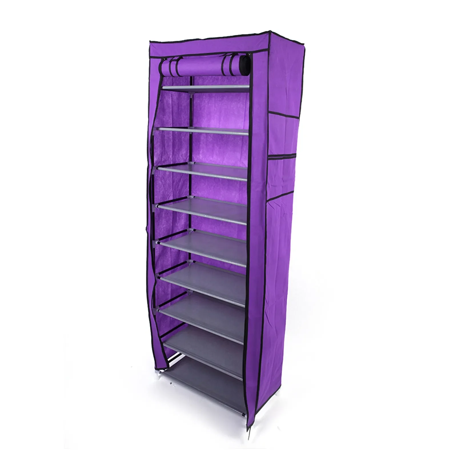 10 Layer 9 Grid Shoe Rack Shelf Storage Closet Organizer Purple Color Dustproof Shoes Cabinet for Home Use