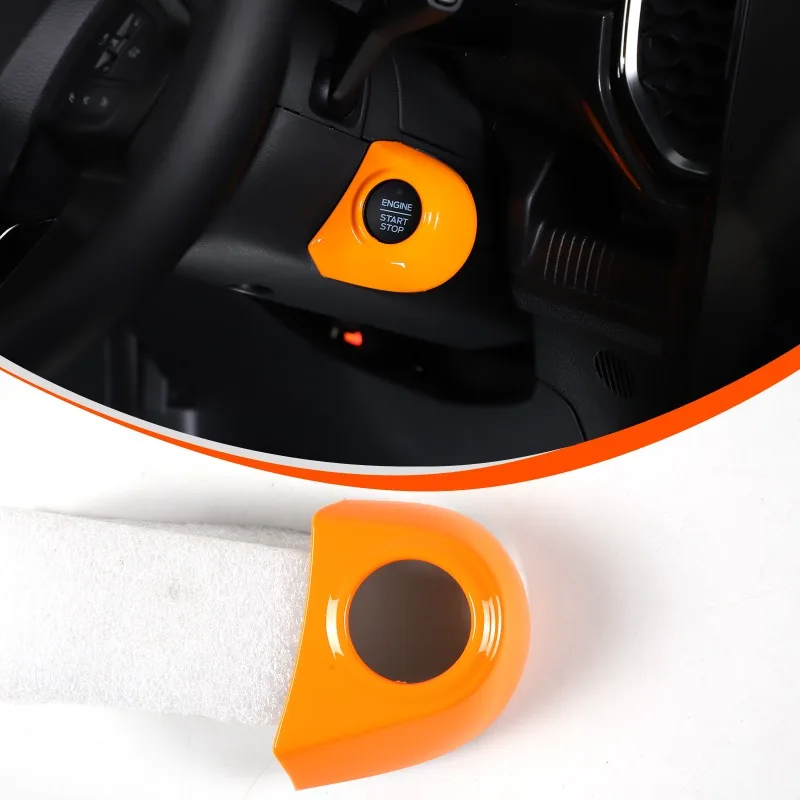 Für Ford Ranger 2023 2024 2025 2026 Auto Schlüssel Motor Start-Stopp Ring Rahmen Abdeckung Knopf Aufkleber Auto Zubehör 1 Stück Orange