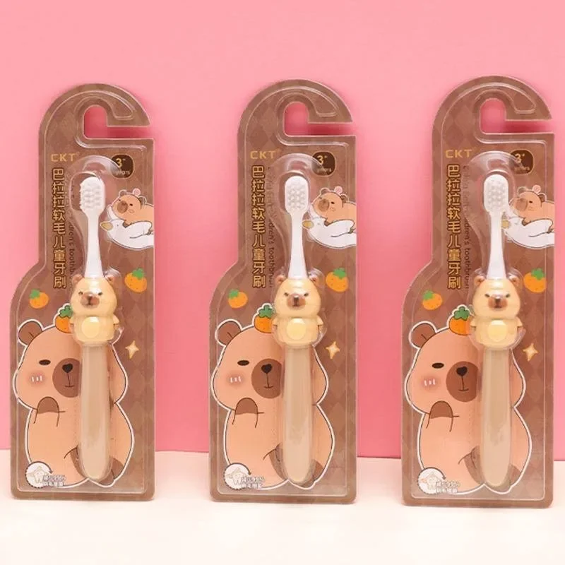 Capybara Baby Toothbrush Cute Cartoon Toothbrush for Children Bamboo Charcoal Short Handle Children's Toothbrush Teeth Care Gift