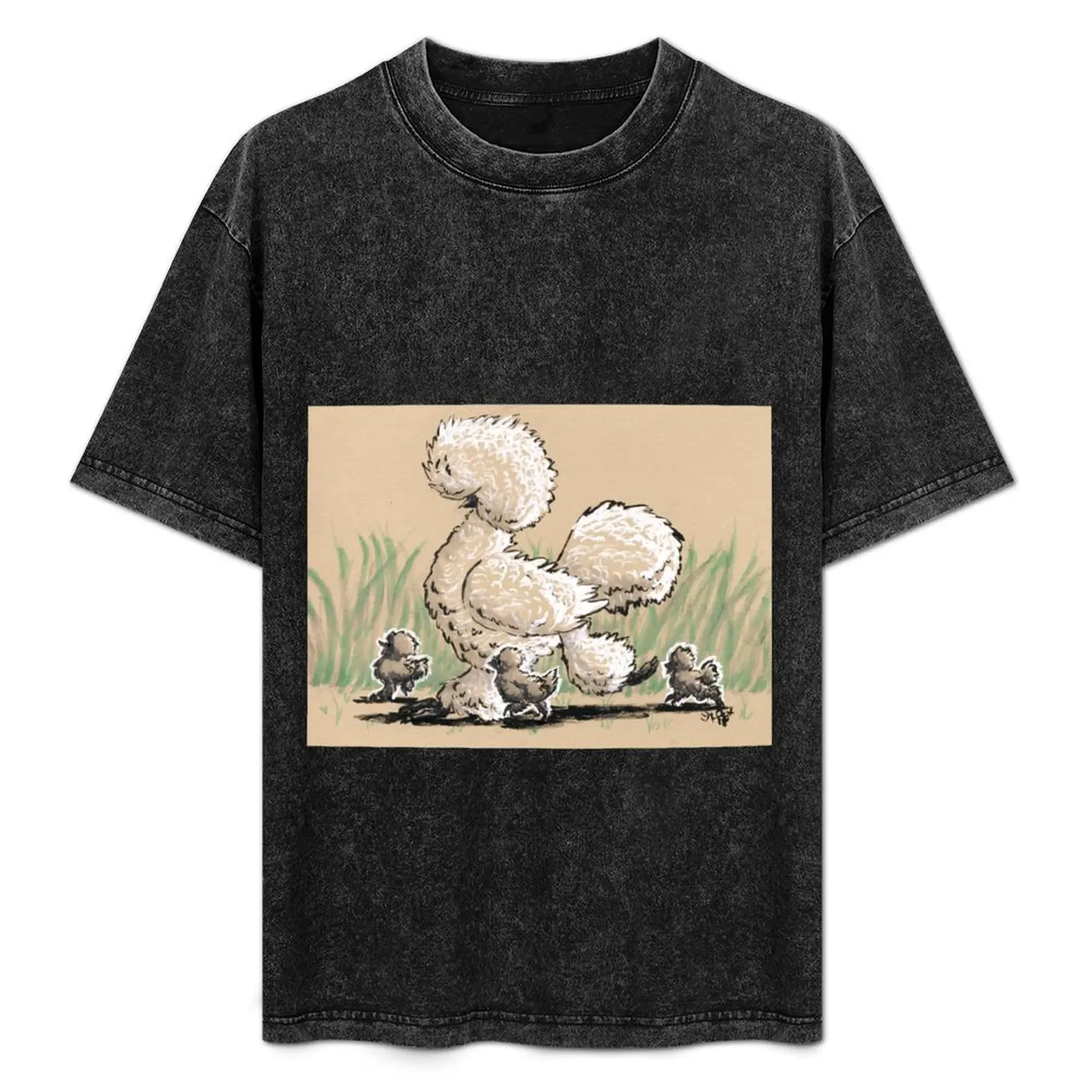 

Silkie Chicken and Chicks T-Shirt Casual Work Wear T-Shirt