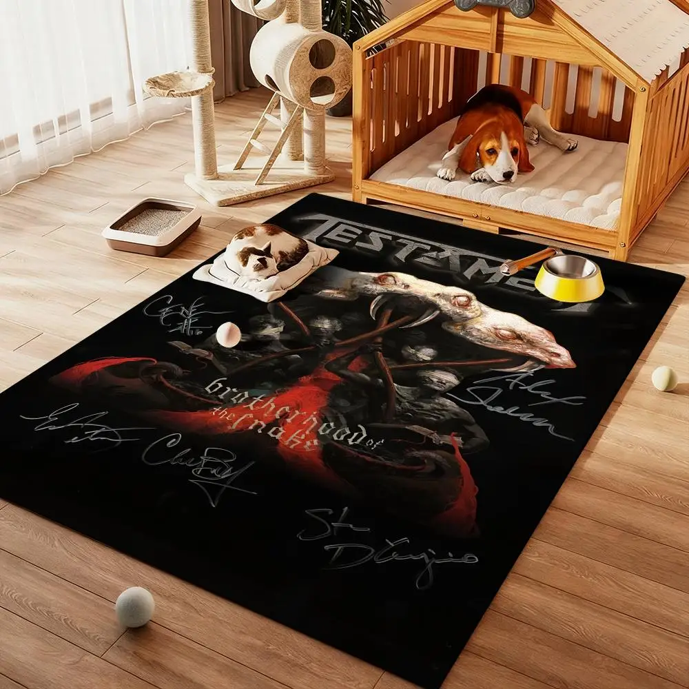

T-Testament Heavy Rock Band Floor Mat Diatom Bath Mat Absorbent Quick Dry Non-Slip TPR Backing Soft Plush Draining Rugs