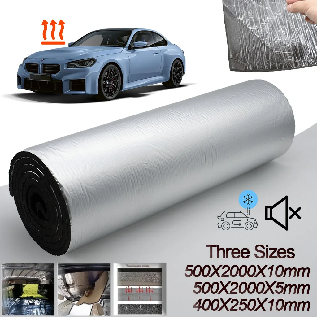 Estera de sonido para coche, 2000x500mm, 250x400mm, 5/10mm, amortiguador a prueba de ruido, aislamiento térmico, estera amortiguadora, capó, accesorio de espuma de celda cerrada