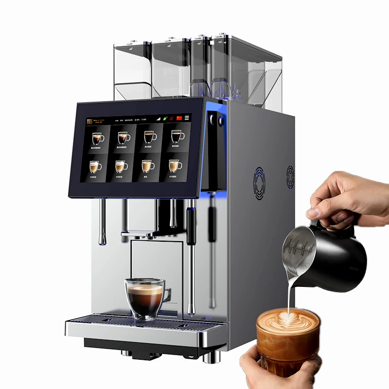 #BTB-302-2D2F Professional Programmable Automatic Espresso Maker with Two Bean Tanks Two Powder Tanks Milk Foaming for Hotel Use