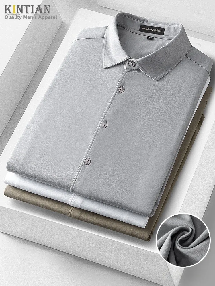 

High-End Men's Long Sve irt Casual Anti-Wrinkle Busin Casual White irt for Autumn Winter No Ironing Required