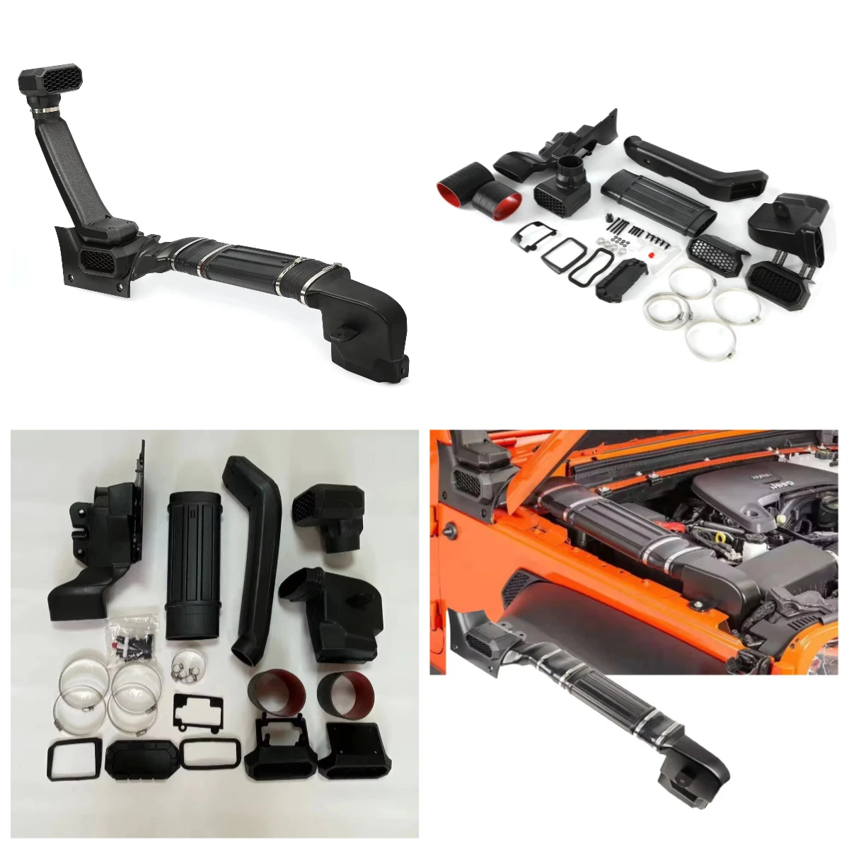 Offroad Car Parts ABS Black Snorkel for 18-21 Gladiator Wrangler JL Petrol Low/High Snorkel System Complete Air Intake Kit