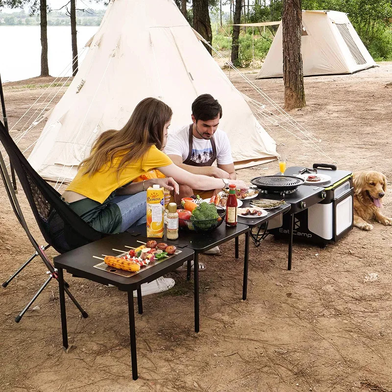 Outdoor-Kochs tation Multifunktion sherd tragbare Klapptische Lagerung Veranstalter Picknick Grill Strand Reise Camping Küche