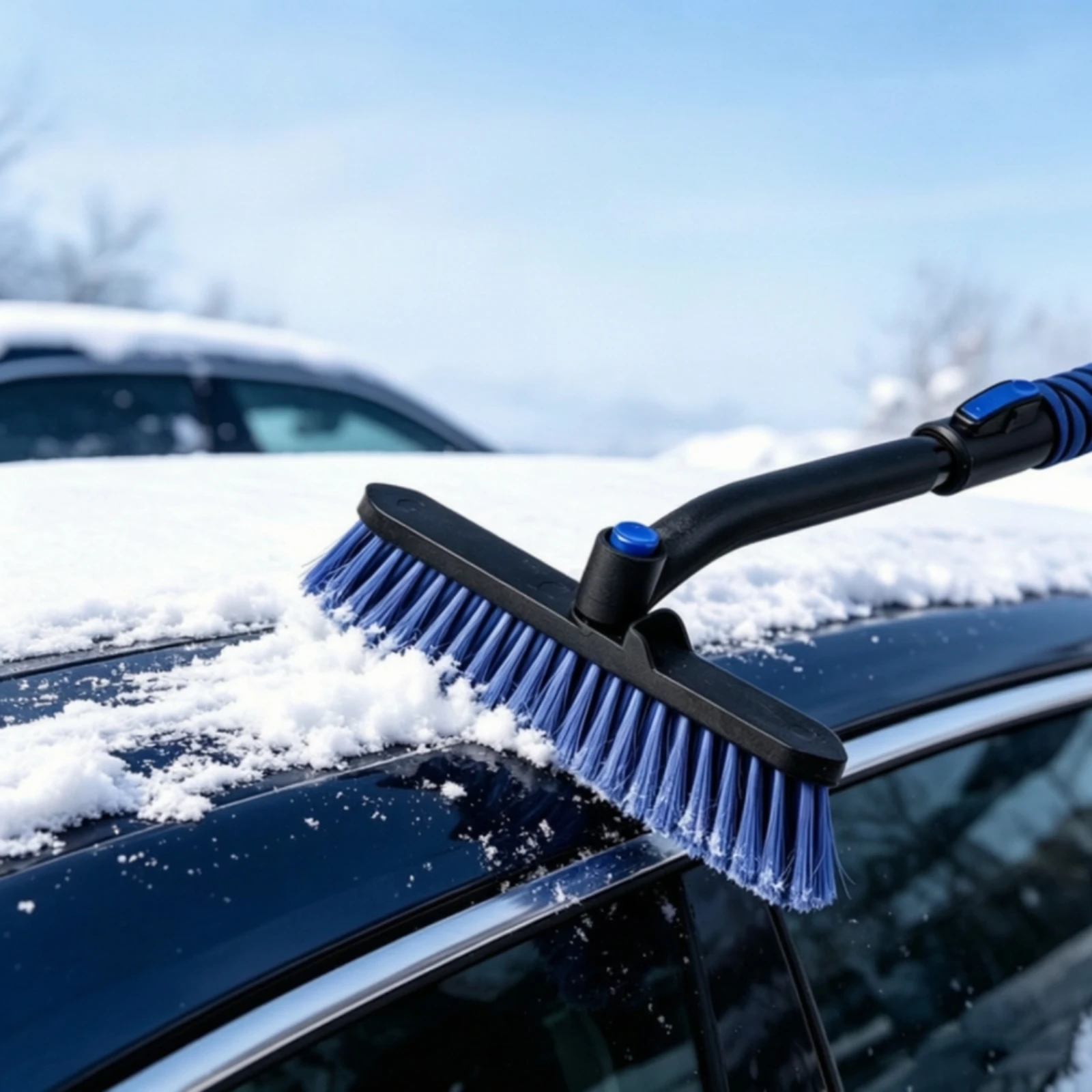 Multifunctional Automotive Snow Shovel Space-Saving Car Snow Shovel with Brush Quick-Release Anti-Scratch for Outdoor Use
