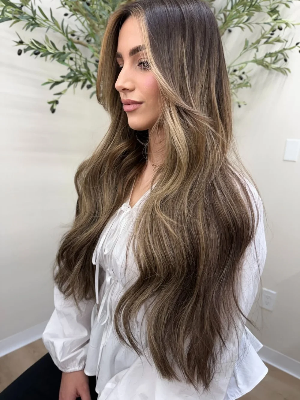 Chocolate Brown Natural Wave Highlihgts Wig Heat Resistant Synthetic HD Lace Front Wig for Women HD Fiber Wig on Clearance Sale