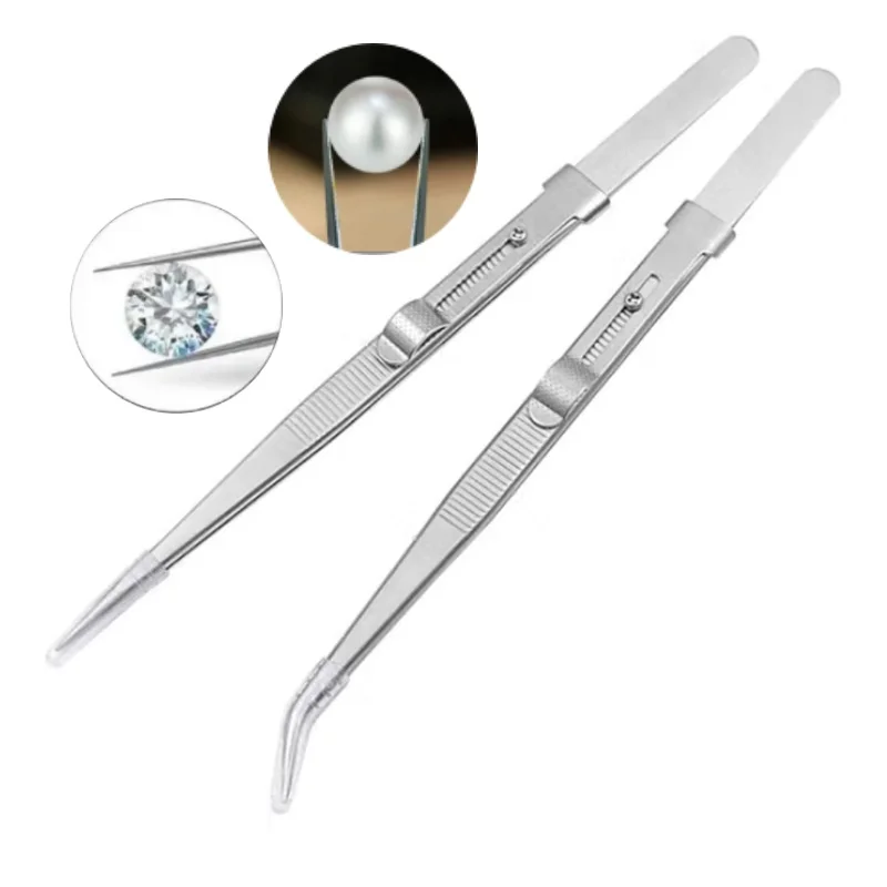 Stainless Steel Tweezers Adjustable Slide Lock Antistatic Tweezers Jewelry Making DIY Tool for Electronic Component Repair Tools