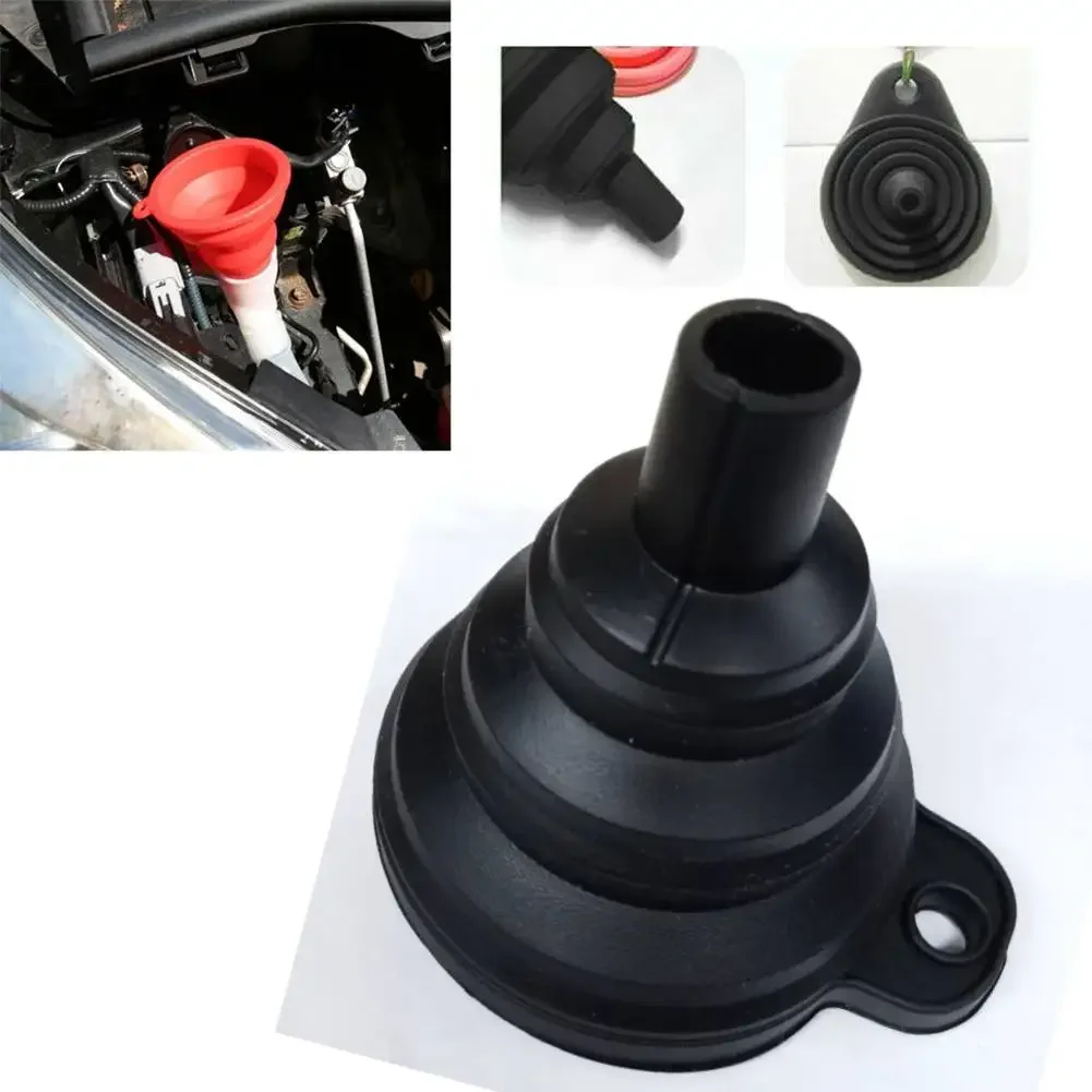 

High Quality New Practical Car Funnel 1 Pcs 1× 7.5cmX8cm Collapsible Parts Silicone Fluid Change Fill Gasoline