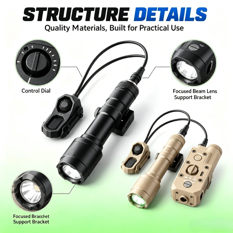Outdoor Camping Dual Color Red Green Beam Light Remote Switch Bright Focused Light Adjustable Mount Bracket