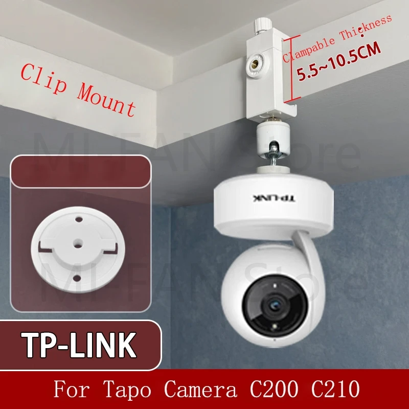 360° Rotation No Punching Clip Mount Webcam Stand For Tapo Camera C200 C210 Monitor Camera Holder Home  Mounting