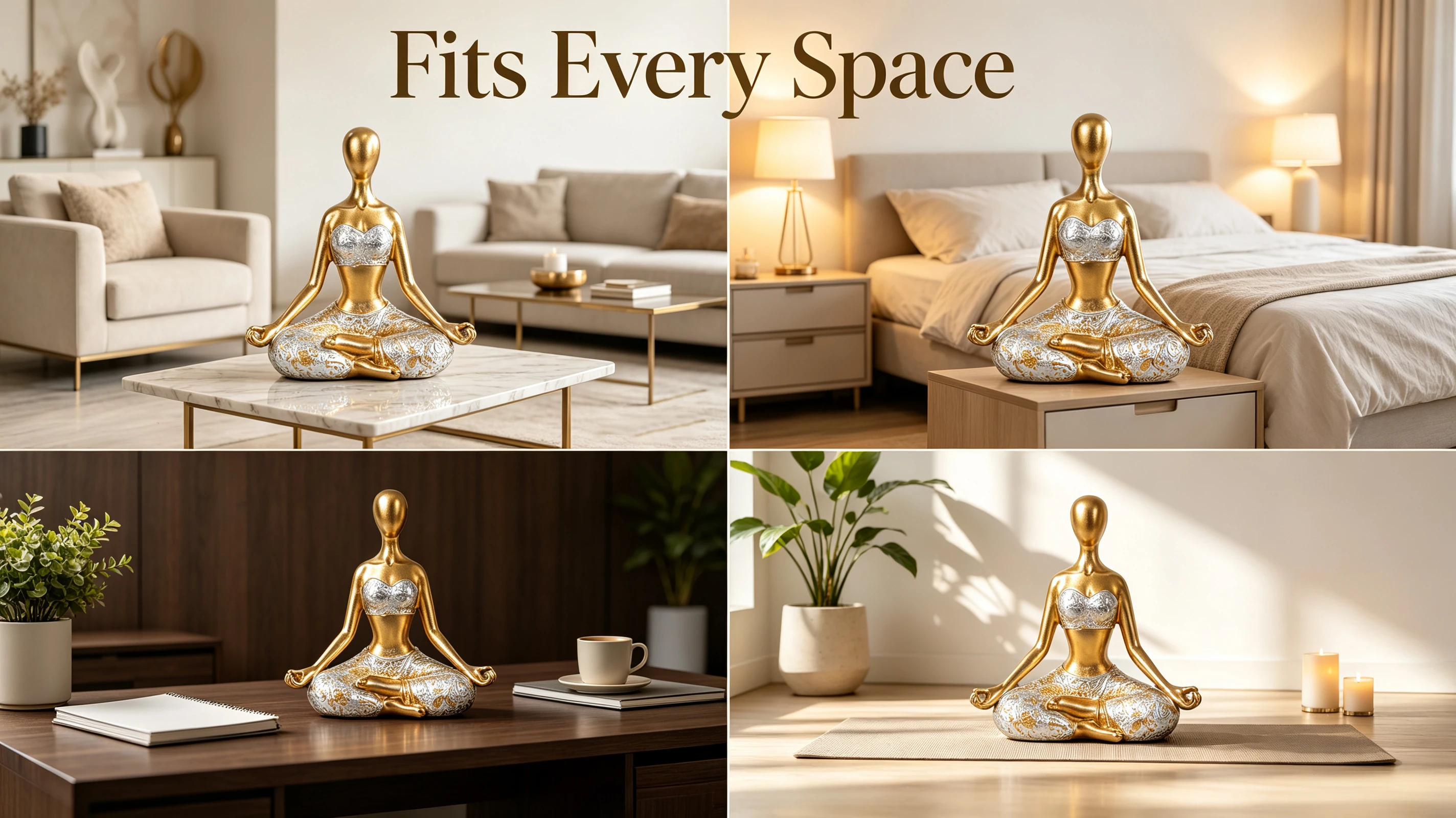 Luxuriöse Goldene Meditations-Skulptur Abstrakte Frauenstatue Kunstfigur aus Harz Moderne Zen-Wohndeko Yoga-Liebhaber-Geschenk – Detail 5