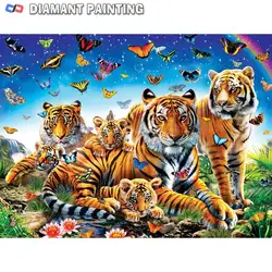 Tiger Family 5D Diamond Painting Full Square Round Diamond Mosaic Animal Butterfly nuovo arrivo strass ricamo Home Decor