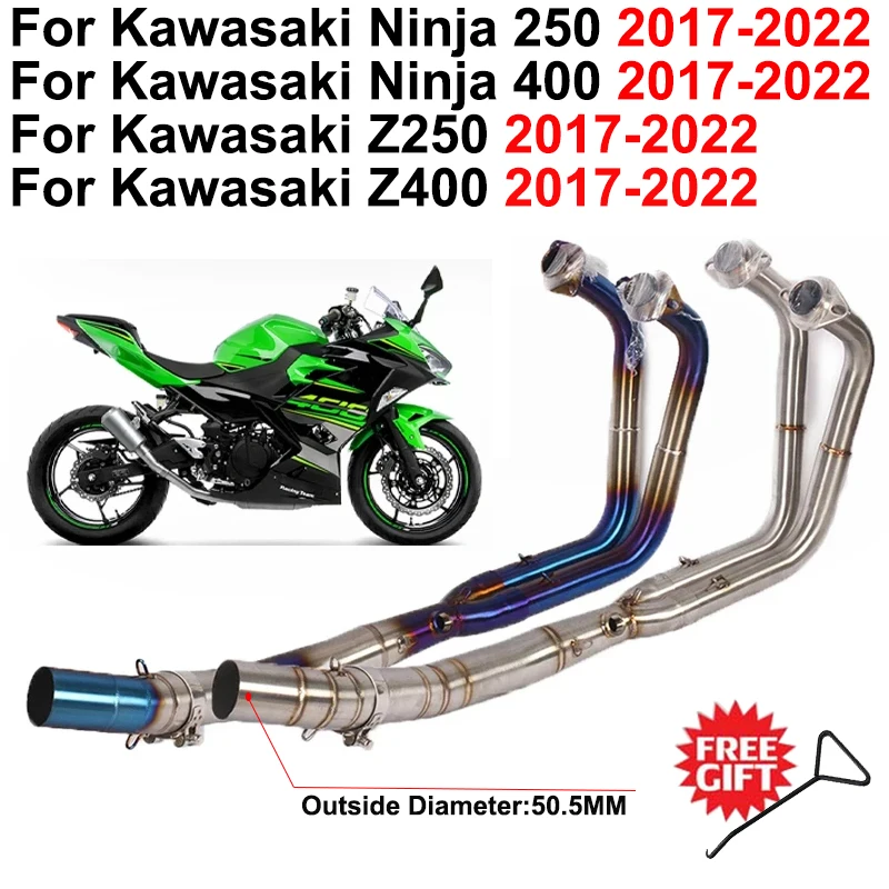 

Slip On For Kawasaki Ninja250 Ninja400 Z400 Z250 2017 - 2022 Motorcycle Front Middle Link Pipe Exhaust Escape Systems Stainless