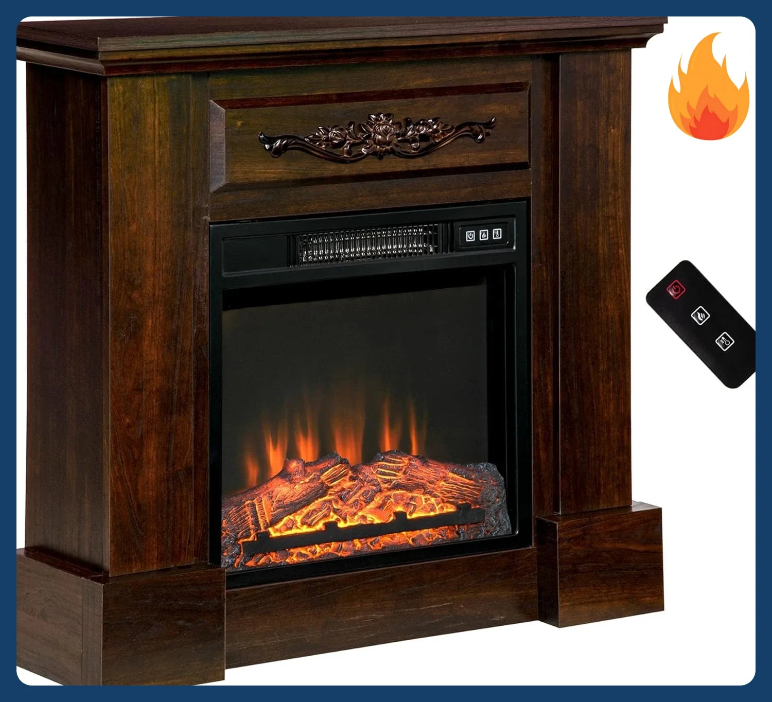 

Бестселлер! [Скидка!] 32-дюймовый электрический камин с облицовкой, отдельно стоящий обогреватель с LED-эффектом пламени, защита от перегрева