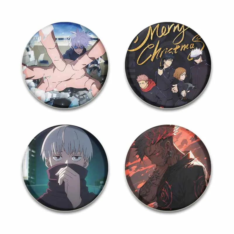 32/44/58mm Lovely Cartoon Button Pin Anime Figure Mahito Suguru Geto Gojo Satoru Badge Fan Gifts Round Brooch for Bag Accessory