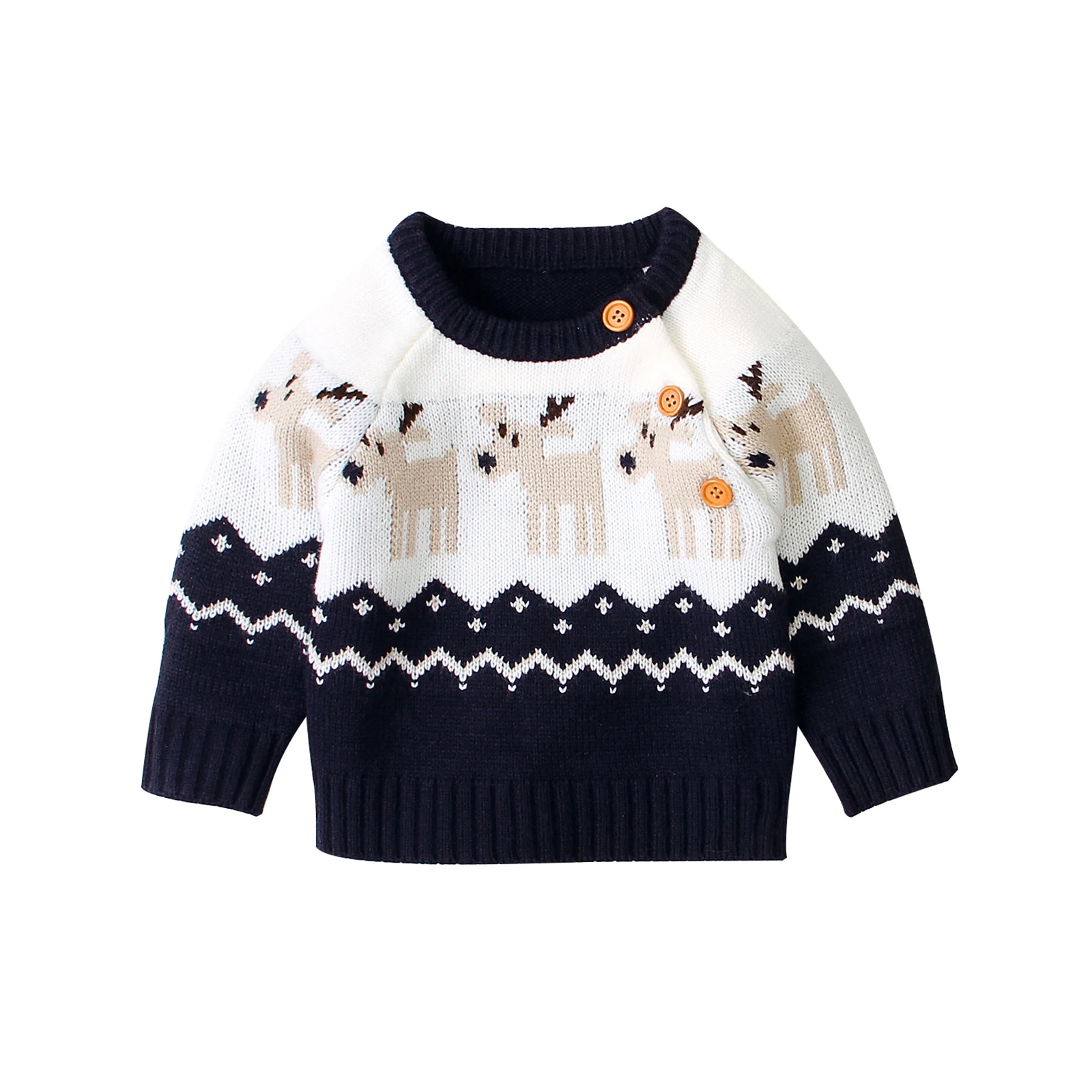 Christmas Children's Sweater Baby Deer Pullover Sweatshirt Winter Jacke Button-Up Cardigan