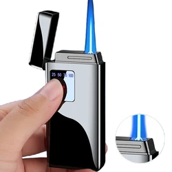 High end gas electric integrated windproof inflatable lighter, high-end touch induction ignition direct blue flame lighter