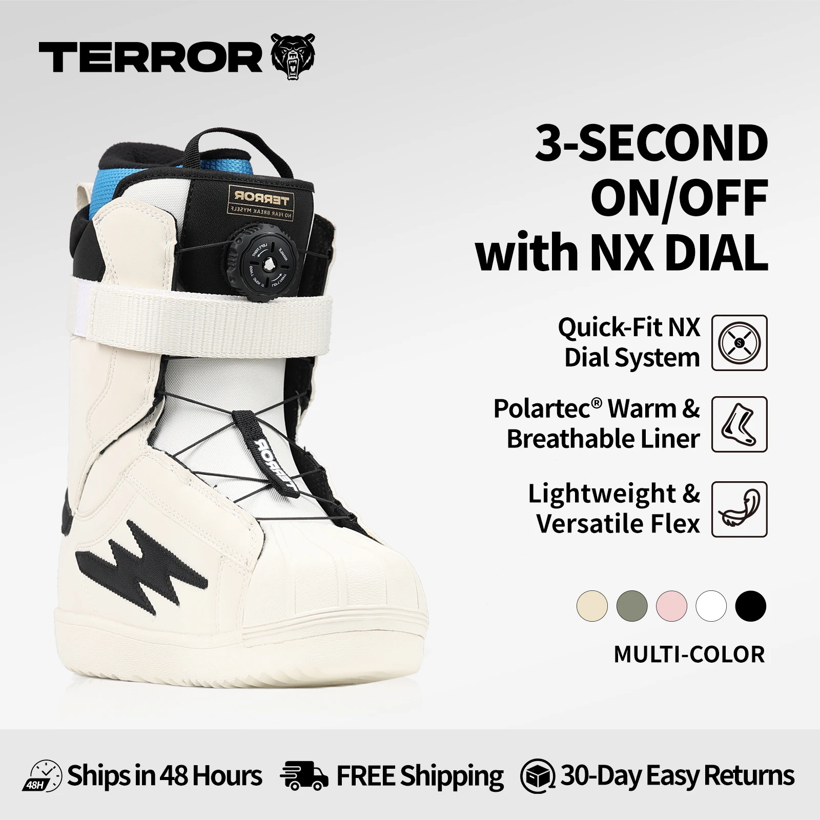 

TERROR Snowboard Boots | Easy Quick Fit, Polartec Thermal Lining, NX Dial Closure, Winter Footwear for Men and Women