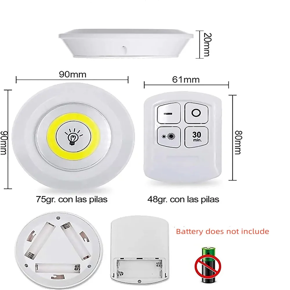 Luz LED Cob superbrillante para debajo del gabinete, lámpara de noche regulable con Control remoto inalámbrico, 3W, para dormitorio, cocina