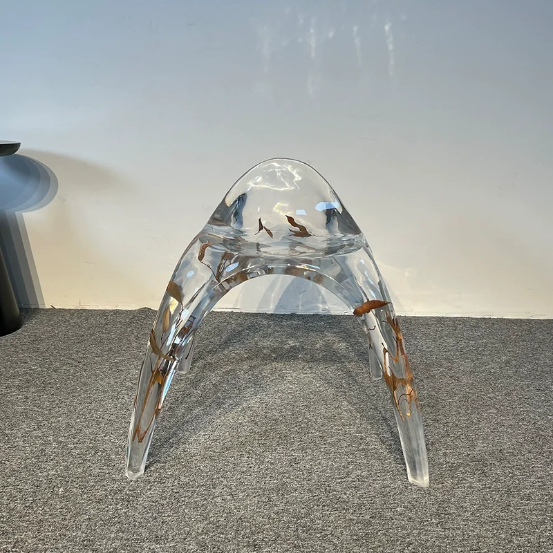 

Light luxury art transparent epoxy chair dining chair high transparent crystal leisure chair