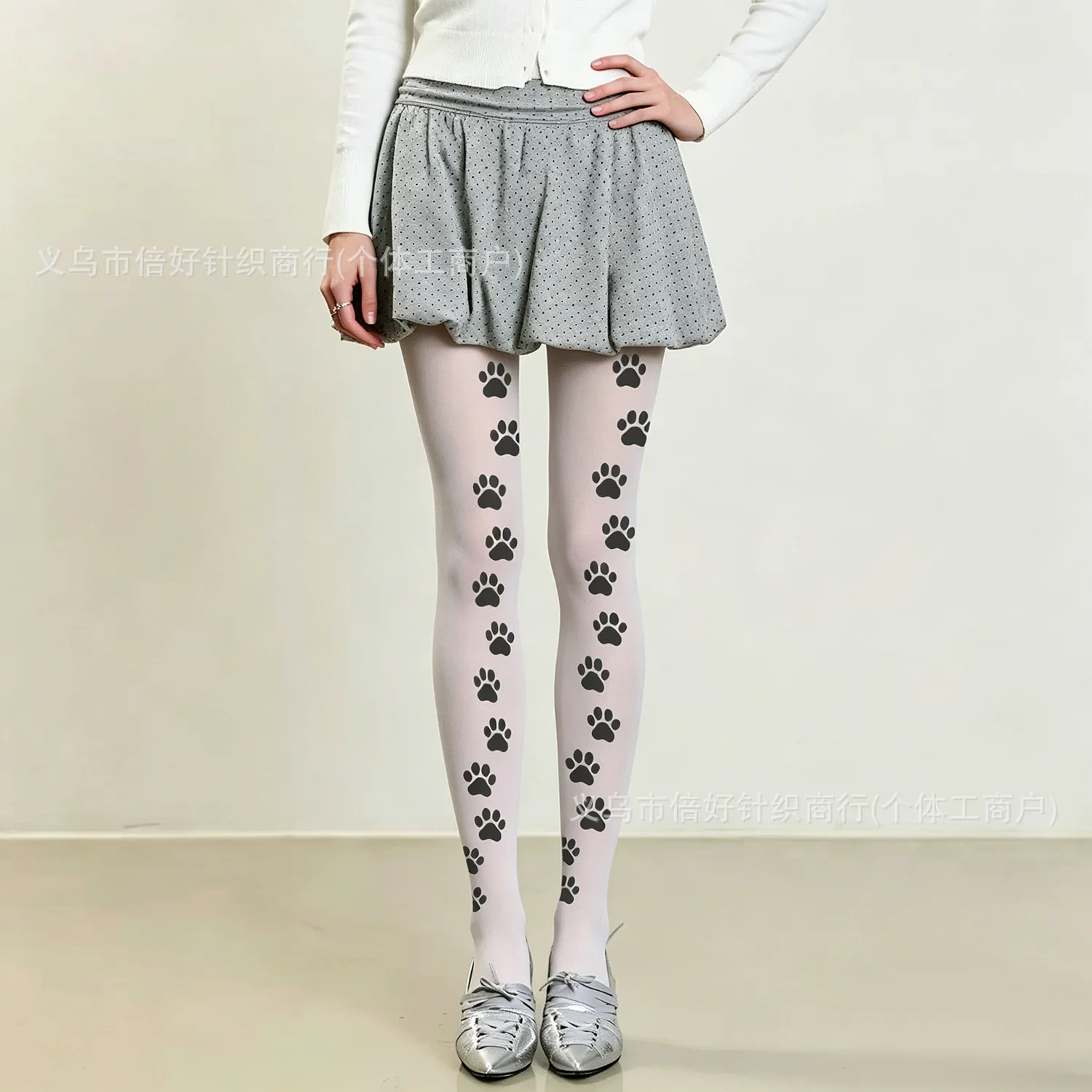 Original New Cat Paw Tattoo Socks, Cute and Sweet, Velvet White Pantyhose, Lolita Style Tights Women Plus Size Stockings