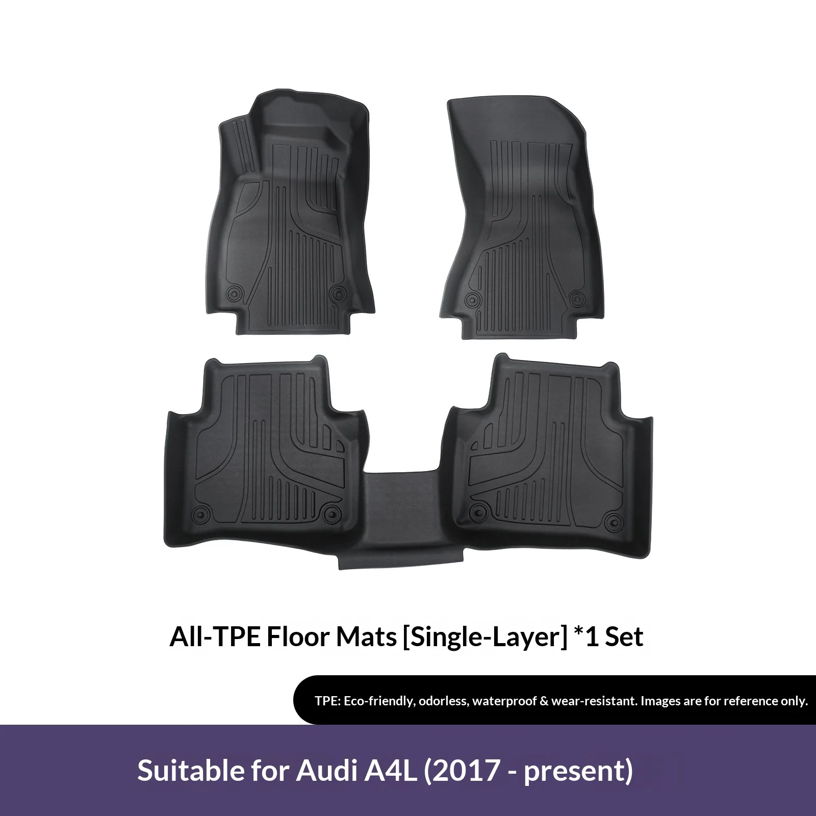 (LHD)TPE Car Floor Mats for 17-25 Audi A4L Waterproof Wear-Resistant Eco-Friendly Custom Fit All-Weather Interior Floor Mats