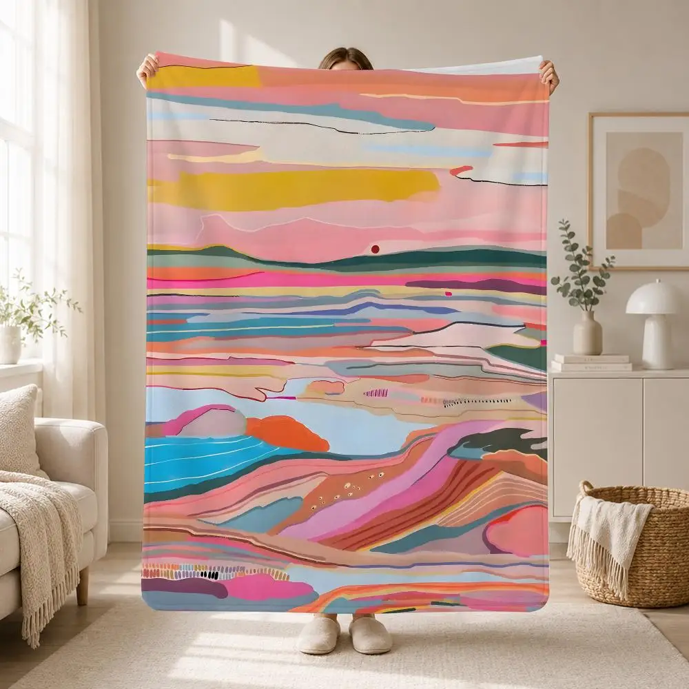 Contemporary European Visual Artist Marina Ester Castaldo Throw Soft Plush Flannel Throw Blanket Sofa Bed Travel Home Decor