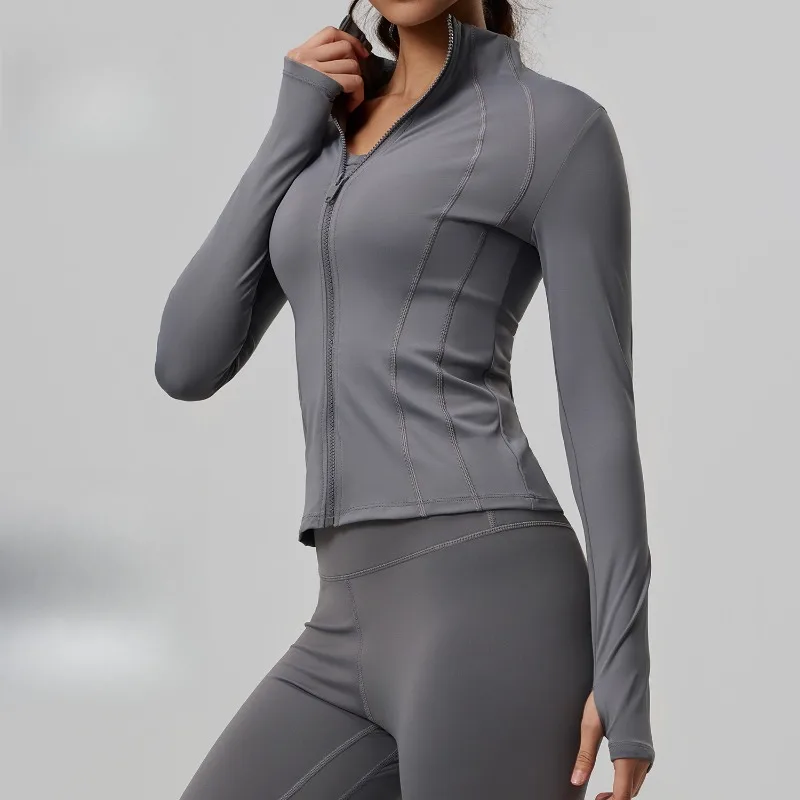 

Women's Quick-drying Sport Shirt Women's Solid Color Long Sleeve Slim Fit Blouse Summer Running Fitness Zipper Blusa Feminina