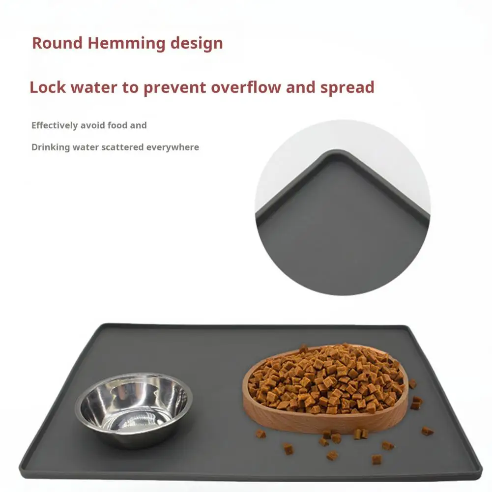 

Soft Pet Food Pad Waterproof Pet Placemat Non-slip Waterproof Pet Food Mat with Raised Edges for Dogs Cats for Bowls for Kittens