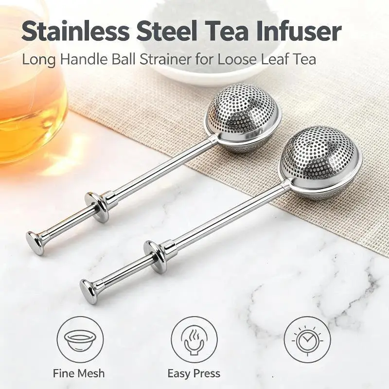 Telescopic 304 Stainless Steel Spherical Tea Filter Portable Reusable Infuser for Travel Office Kitchen Baking