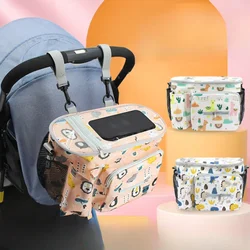 Baby Stroller Hanging Bags Nylon Portable Kids Bottle Tissue Large Capacity Storage Bag Cartoon Animal Multi-functional Pendant