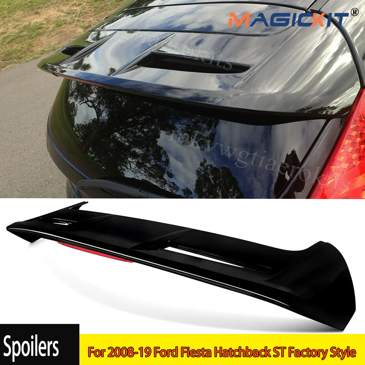 Für 2008–19 Ford Fiesta Hatchback ST Factory Style, glänzend schwarzer Dachspoiler