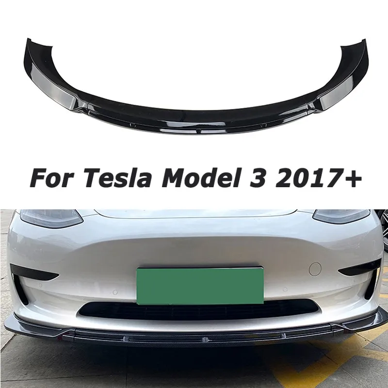 شفة المصد الأمامي للسيارة لسيارة تسلا موديل 3 2017 + ماكستون الناشر الفاصل الفاصل الخارجي اكسسوارات السيارات ضبط جزء ما بعد البيع