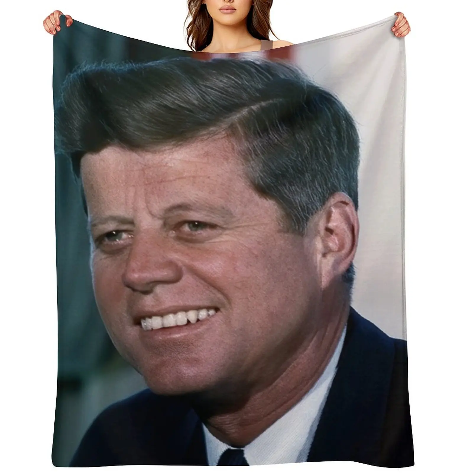

John Kennedy JFK Portrait Throw Blanket Thermal Kid'S blankets and throws Quilt Blankets